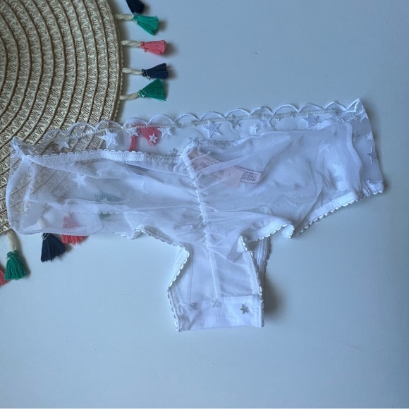 Victoria's Secret The Lacie Cheeky Panty Star Sheer Mesh Silver Star XL NEW - Picture 3 of 4
